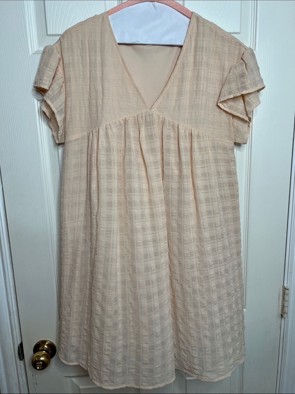 Entry Soft Peach V-Neck Babydoll Dress